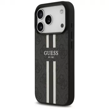 Coque MagSafe Guess 4G Printed Stripes pour iPhone 17 Pro (noire)
