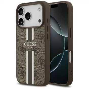 Coque MagSafe Guess 4G Printed Stripes pour Apple iPhone 17 Pro - marron
