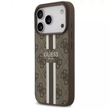 Coque MagSafe Guess 4G Printed Stripes pour Apple iPhone 17 Pro - marron