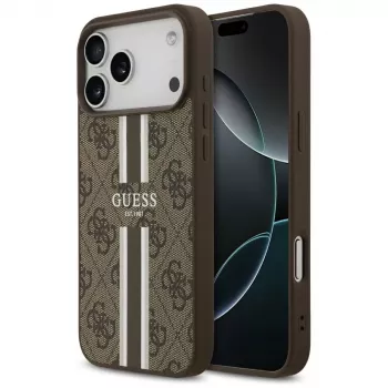 Coque MagSafe Guess 4G Printed Stripes pour iPhone 17 Pro Max (marron)