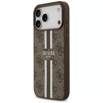 Coque MagSafe Guess 4G Printed Stripes pour iPhone 17 Pro Max (marron)