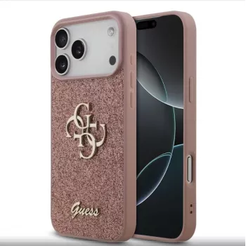 Coque Guess Fixed Glitter Big 4G pour iPhone 17 Pro Max (rose)