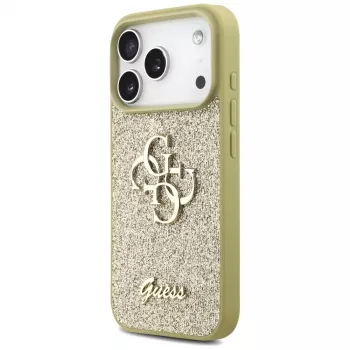 Coque arrière Guess Fixed Glitter Big 4G pour Apple iPhone 17 Pro, or
