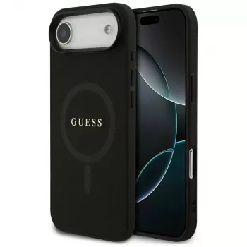 Coque MagSafe Guess Saffiano Classic Logo pour iPhone Air, noire