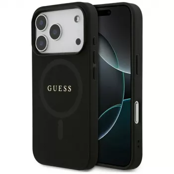 Coque MagSafe Guess Saffiano Classic Logo pour iPhone 17 Pro, noire