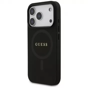 Coque MagSafe Guess Saffiano Classic Logo pour iPhone 17 Pro, noire