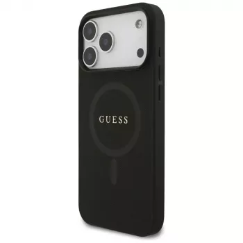Coque MagSafe Guess Saffiano Classic Logo pour iPhone 17 Pro Max noire