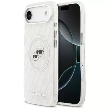 Coque MagSafe IML Glitter Karl & Choupette Heads Logo Karl Lagerfeld pour Apple iPhone Air - grise