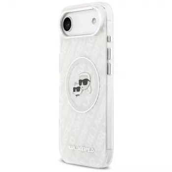 Coque MagSafe IML Glitter Karl & Choupette Heads Logo Karl Lagerfeld pour Apple iPhone Air - grise