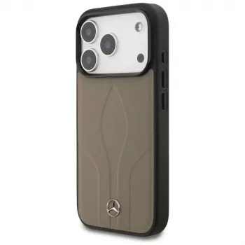 Mercedes Leather The Move MagSafe Case for iPhone 17 Pro Taupe