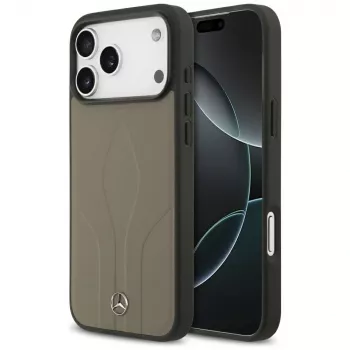 Coque MagSafe Mercedes Leather The Move pour iPhone 17 Pro Max taupe