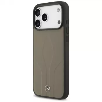 Coque MagSafe Mercedes Leather The Move pour iPhone 17 Pro Max taupe
