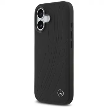 Mercedes Leather Large Laurel Leave MagSafe Case for iPhone 17 Black