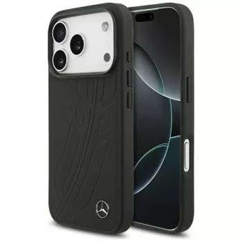 Mercedes Leather Large Laurel Leave MagSafe Case for iPhone 17 Pro Black