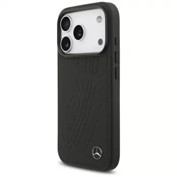 Mercedes Leather Large Laurel Leave MagSafe Case for iPhone 17 Pro Black