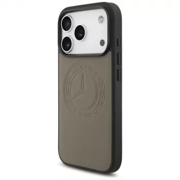 Mercedes Leather Vintage Logo MagSafe Case for iPhone 17 Pro Taupe