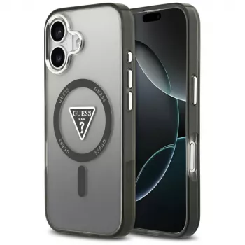 Coque Guess IML Gradient Triangle Logo MagSafe pour iPhone 17 noire