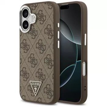 Coque MagSafe Guess 4G Triangle Logo pour iPhone 17 (marron)