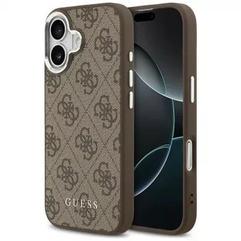 Coque MagSafe Guess 4G Classic Logo pour iPhone 17, marron