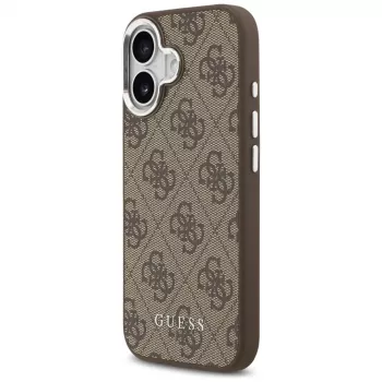 Coque MagSafe Guess 4G Classic Logo pour iPhone 17, marron