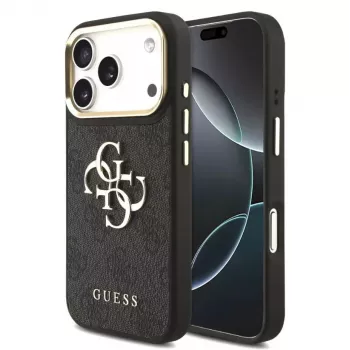 Coque Guess 4G Big 4G Classic Logo pour iPhone 17 Pro Max (noir / or)