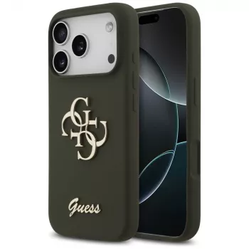 Coque Guess Silicone Big 4G Script pour iPhone 17 Pro - kaki