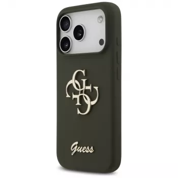 Coque Guess Silicone Big 4G Script pour iPhone 17 Pro Max kaki