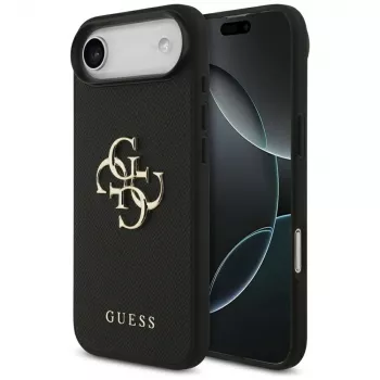 Coque Guess Grained Big 4G & Classic Logo pour iPhone Air, noir