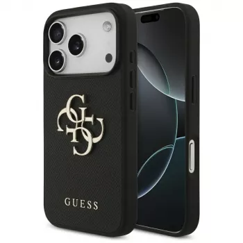 Coque de protection Guess Grained Big 4G & Classic Logo pour Apple iPhone 17 Pro, noir