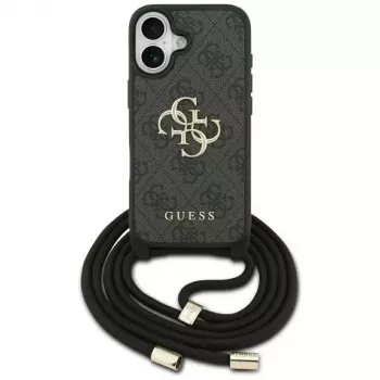 Coque bandoulière Guess 4G Big Logo Cord Strap pour Apple iPhone 17, noire
