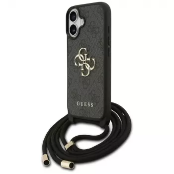 Coque bandoulière Guess 4G Big Logo Cord Strap pour Apple iPhone 17, noire