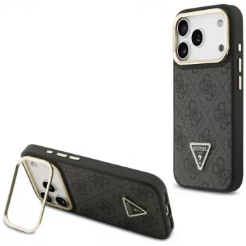 Coque MagSafe Guess 4G PU Triangle Logo & Stand Camera pour iPhone 17 Pro noire