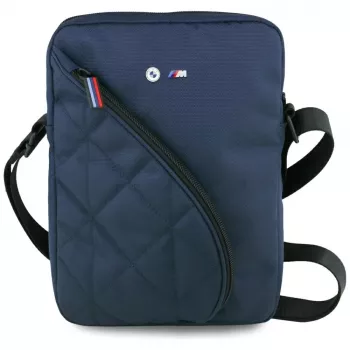 Sac à bandoulière BMW Nylon avec poches et logo métal, 10 pouces, bleu marine