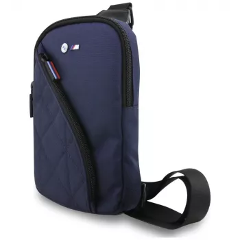 Sacoche bandoulière pour téléphone BMW Nylon avec poche et logo métal bleu marine