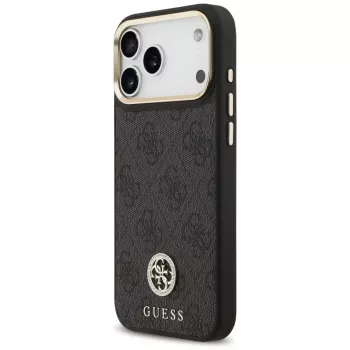 Coque MagSafe Guess 4G Strass Logo & Big Strap Metal Buttons pour iPhone 17 Pro Max noire