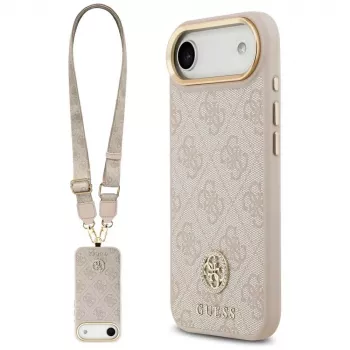 Coque MagSafe Guess 4G Strass Logo & Big Strap Metal Buttons pour iPhone Air - rose
