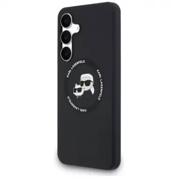Coque MagSafe Karl Lagerfeld Silicone Karl & Choupette Heads pour Samsung Galaxy S25 FE noire