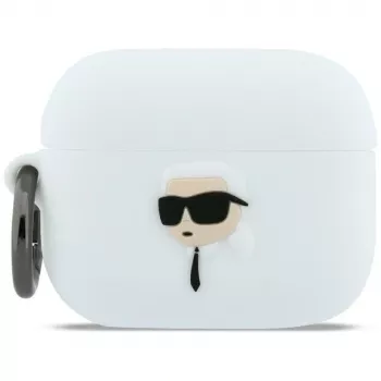 Coque KARL LAGERFELD Silicone Karl Head 3D pour AirPods Pro 3 blanche