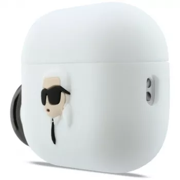 Coque KARL LAGERFELD Silicone Karl Head 3D pour AirPods Pro 3 blanche