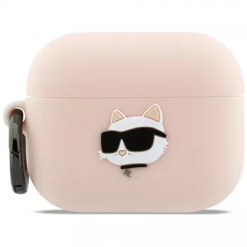 Coque KARL LAGERFELD Silicone Choupette Head 3D pour AirPods Pro 3, rose