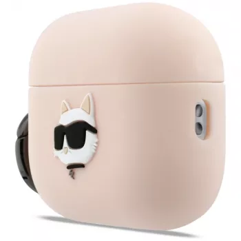 Coque KARL LAGERFELD Silicone Choupette Head 3D pour AirPods Pro 3, rose