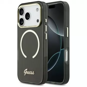Coque MagSafe Guess IML Script Metal pour Apple iPhone 17 Pro noire