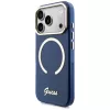 Coque MagSafe Guess IML Script Metal pour iPhone 17 Pro bleue