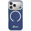 Coque MagSafe Guess IML Script Metal pour iPhone 17 Pro bleue
