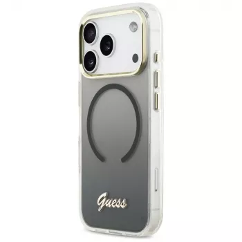 Coque MagSafe Guess IML Gradient Script Metal pour Apple iPhone 17 Pro Max, noire
