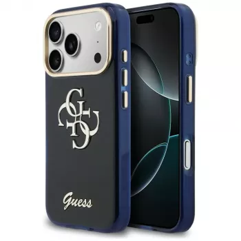 Coque Guess IML 4G Script Metal pour Apple iPhone 17 Pro - bleue