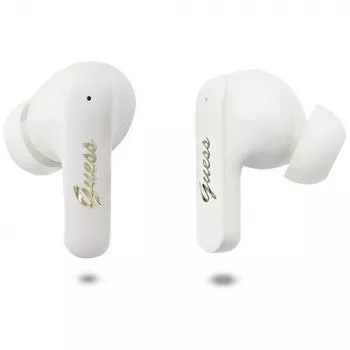 Écouteurs True Wireless Stereo Guess Script Metal Logo blancs