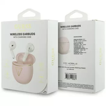 Écouteurs Bluetooth True Wireless Stereo Guess Gold Line Triangle avec boîtier de charge (rose)