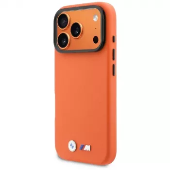 BMW M Metal Logo Coque MagSafe pour iPhone 17 Pro, orange