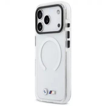 BMW M IML Shockproof Metal Logo Coque MagSafe pour iPhone 17 Pro Max, transparente